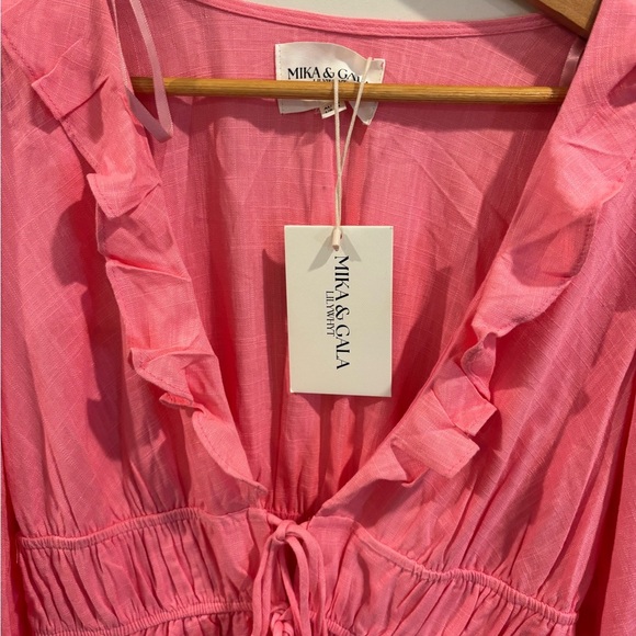 Pink Ruffled Midi Dress - Picture 5 of 7